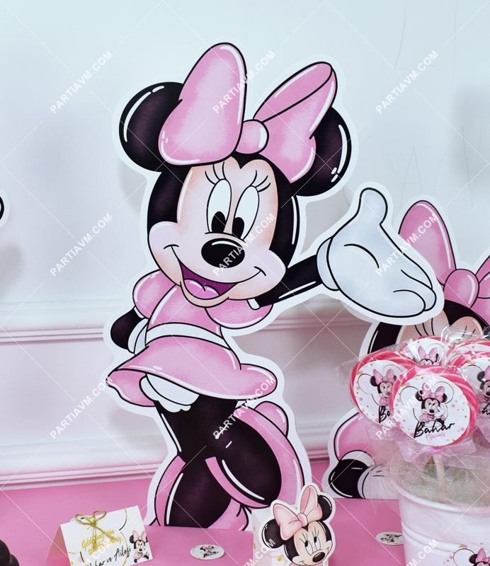 Minnie Mouse Beyaz Doğum Günü Süsleri 45 cm Ayaklı Minnie Mouse Dekor Pano