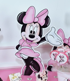 Partiavm Minnie Mouse Beyaz Doğum Günü Süsleri 45 cm Ayaklı Minnie Mouse Dekor Pano