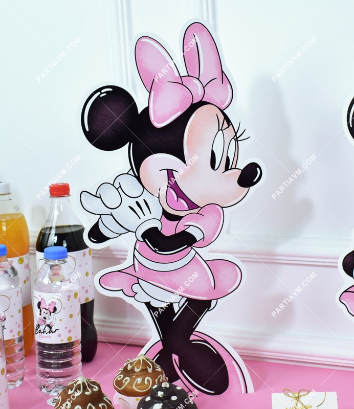 Minnie Mouse Beyaz Doğum Günü Süsleri 50 cm Ayaklı Minnie Mouse Dekor Pano