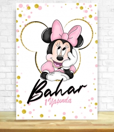 Partiavm Minnie Mouse Beyaz Doğum Günü Süsleri 70x100 cm Katlanmaz Pano Afiş