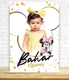 Partiavm Minnie Mouse Beyaz Doğum Günü Süsleri 70x100 cm Katlanmaz Pano Afiş