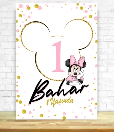 Partiavm Minnie Mouse Beyaz Doğum Günü Süsleri 70x100 cm Katlanmaz Pano Afiş