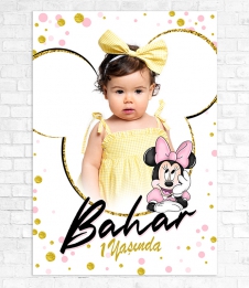 Partiavm Minnie Mouse Beyaz Doğum Günü Süsleri 70x100 cm Yırtılmaz Branda Afiş