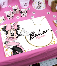 Partiavm Minnie Mouse Beyaz Doğum Günü Süsleri Amerikan Servis Kalın Kuşe Kağıt 5 Adet