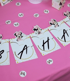 Partiavm Minnie Mouse Beyaz Doğum Günü Süsleri Banner İsim Kurdele Süslemeli satın al