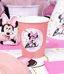 Partiavm Minnie Mouse Beyaz Doğum Günü Süsleri Etiketli Karton Bardak 5 Adet