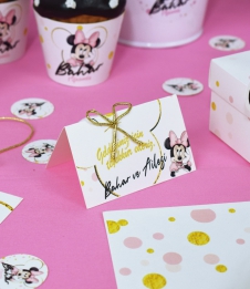 Partiavm Minnie Mouse Beyaz Doğum Günü Süsleri Karton Mini Teşekkür Kartı 8 Adet