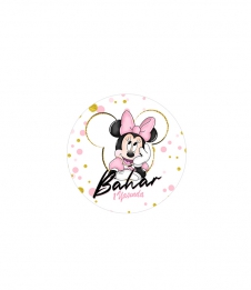 Partiavm Minnie Mouse Beyaz Doğum Günü Süsleri Yuvarlak Etiket 3,5cm 15 Adet