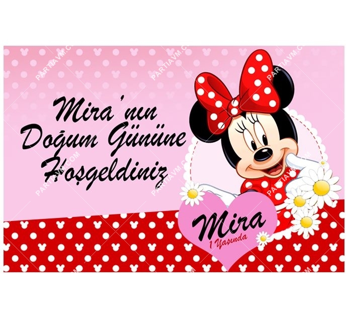 Minnie Mouse Doğum Günü 120x85 cm Büyük Boy Kağıt Afiş