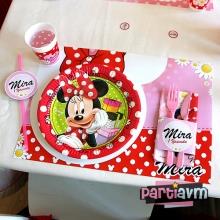 Partiavm Minnie Mouse Doğum Günü Süsleri 10 Kişilik Masa Seti Avantajlı Fiyat