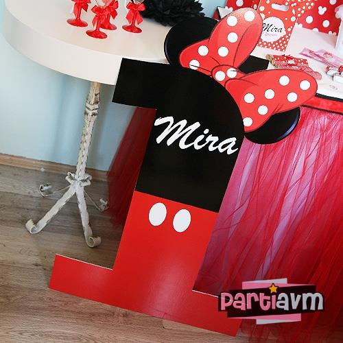 Minnie Mouse Doğum Günü Süsleri 100 cm Büyük Boy Rakam Afiş Katlanmaz Sert Pano