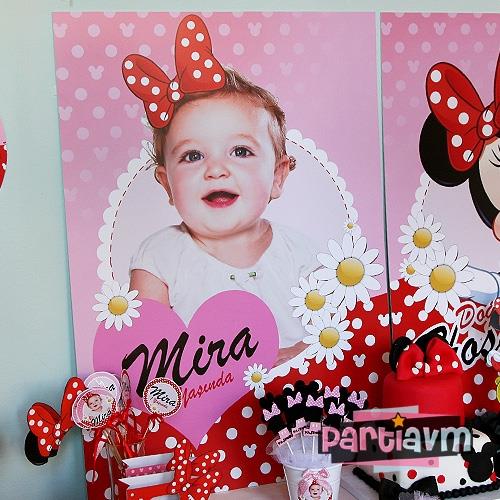 Minnie Mouse Doğum Günü Süsleri 70x100 cm Katlanmaz Pano Afiş Büyük Boy Resimli