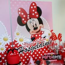 Partiavm Minnie Mouse Doğum Günü Süsleri 70x100 cm Katlanmaz Pano Afiş Büyük Boy Resimsiz