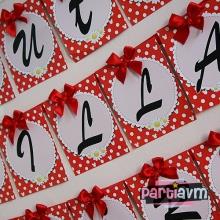 Partiavm Minnie Mouse Doğum Günü Süsleri Banner Kurdeleli ve Fiyonklu Mutlu Yıllar + İsim En Az 2 Metre Uzunluk