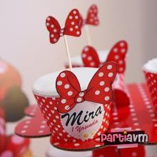 Partiavm Minnie Mouse Doğum Günü Süsleri Cupcake Sargısı ve Küçük Kürdan Süs 10 Adet