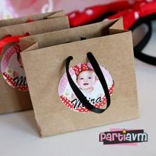 Partiavm Minnie Mouse Doğum Günü Süsleri Hediye Çantası Etiketli Kurdeleli 10 X 10 cm 5 Adet