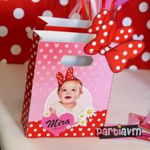 Partiavm Minnie Mouse Doğum Günü Süsleri Hediye Çantası Özel Tasarım 13X16 cm Karton Fiyonk Süslemeli 5 Adet satın al