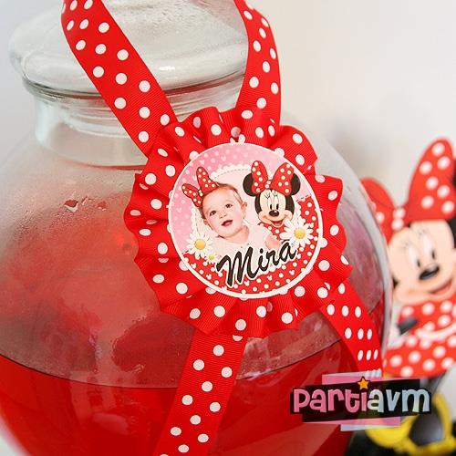 Minnie Mouse Doğum Günü Süsleri Karton Sunum Etiketi Kurdele Askılı