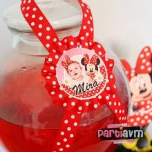 Partiavm Minnie Mouse Doğum Günü Süsleri Karton Sunum Etiketi Kurdele Askılı