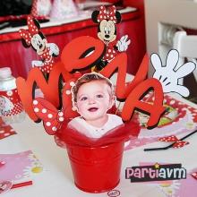 Partiavm Minnie Mouse Doğum Günü Süsleri Kovada İsimli Özel Kesim Kürdan Süsler satın al