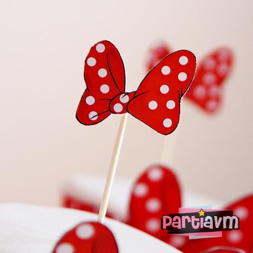 Minnie Mouse Doğum Günü Süsleri Kürdan Süs Seti Mini 10 lu Paket