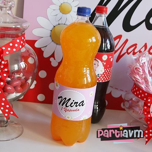 Minnie Mouse Doğum Günü Süsleri Meşrubat Şişe Bandı 2lt. İçin 5 Adet