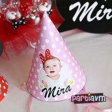 Partiavm Minnie Mouse Doğum Günü Süsleri Parti Şapkası Kurdele Bağlamalı 5 Adet