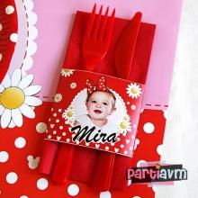Partiavm Minnie Mouse Doğum Günü Süsleri Peçete Bandı ve Kırmızı Peçete 5 Adet