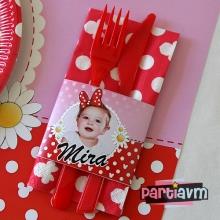 Partiavm Minnie Mouse Doğum Günü Süsleri Peçete Bandı ve Minnie Peçete 5 Adet