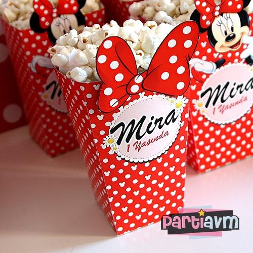 Minnie Mouse Doğum Günü Süsleri Popcorn Kutusu 5 Adet