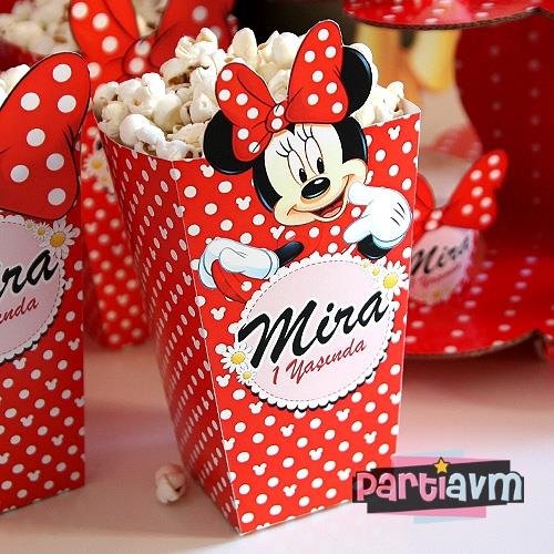 Minnie Mouse Doğum Günü Süsleri Popcorn Kutusu 5 Adet