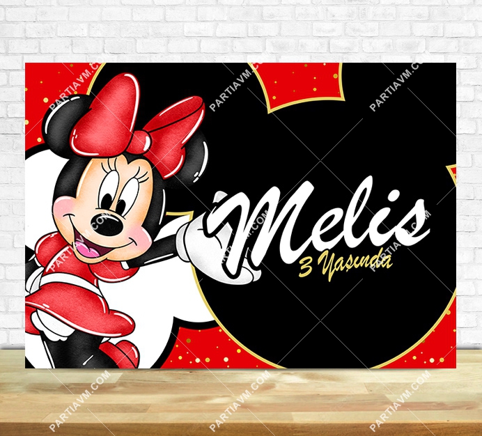 Minnie Mouse Kırmızı Doğum Günü Süsleri 120 X 85 cm Dev Pano Afiş