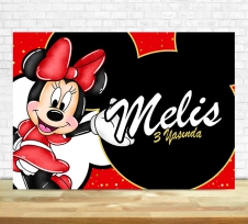 Partiavm Minnie Mouse Kırmızı Doğum Günü Süsleri 120 X 85 cm Dev Pano Afiş