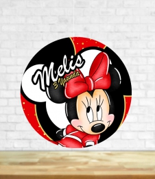 Partiavm Minnie Mouse Kırmızı Doğum Günü Süsleri 20 cm Önlü Arkalı Baskı Kalın Karton Misinalı Asma Süs