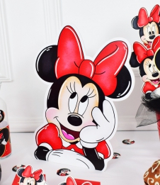 Partiavm Minnie Mouse Kırmızı Doğum Günü Süsleri 30cm Ayaklı Minnie Mouse Dekor Pano