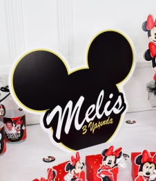 Partiavm Minnie Mouse Kırmızı Doğum Günü Süsleri 35cm İsimli Minnie Kulak Dekor Pano