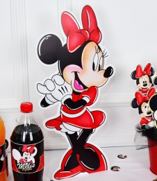 Partiavm Minnie Mouse Kırmızı Doğum Günü Süsleri 50cm Ayaklı Minnie Mouse Dekor Pano