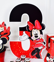 Partiavm Minnie Mouse Kırmızı Doğum Günü Süsleri 50cm Ayaklı Rakam Dekor Pano