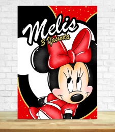 Partiavm Minnie Mouse Kırmızı Doğum Günü Süsleri 70x100 cm Katlanmaz Pano Afiş