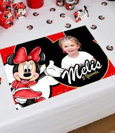 Partiavm Minnie Mouse Kırmızı Doğum Günü Süsleri Amerikan Servis Kalın Kuşe Kağıt 5 Adet