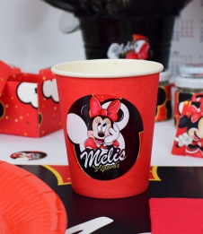 Partiavm Minnie Mouse Kırmızı Doğum Günü Süsleri Etiketli Karton Bardak 5 Adet