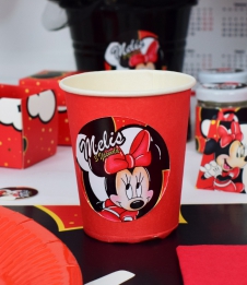 Partiavm Minnie Mouse Kırmızı Doğum Günü Süsleri Etiketli Karton Bardak 5 Adet