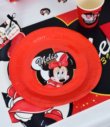 Partiavm Minnie Mouse Kırmızı Doğum Günü Süsleri Etiketli Karton Tabak 5 Adet satın al