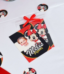 Partiavm Minnie Mouse Kırmızı Doğum Günü Süsleri Hediyelik Magnet Kurdeleli Poşetinde 7x10 cm
