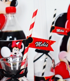 Partiavm Minnie Mouse Kırmızı Doğum Günü Süsleri Kağıt Pipet Etiketli 12 Adet satın al