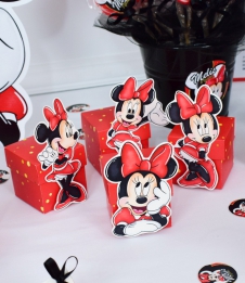 Partiavm Minnie Mouse Kırmızı Doğum Günü Süsleri Karakterli Karton Kutu 5 Adet