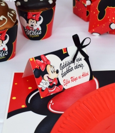 Partiavm Minnie Mouse Kırmızı Doğum Günü Süsleri Karton Mini Teşekkür Kartı 8 Adet