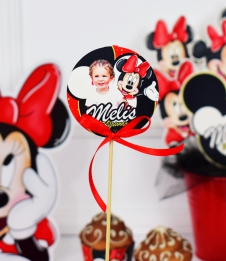 Partiavm Minnie Mouse Kırmızı Doğum Günü Süsleri Kürdan Süs Seti Büyük Boy 10 Adet