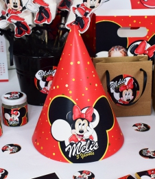 Partiavm Minnie Mouse Kırmızı Doğum Günü Süsleri Parti Şapkası 5 Adet