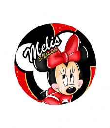 Partiavm Minnie Mouse Kırmızı Doğum Günü Süsleri Yuvarlak Etiket 7,5cm 10 Adet